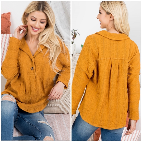 Polagram Chic Mustard Oversized Pullover Top